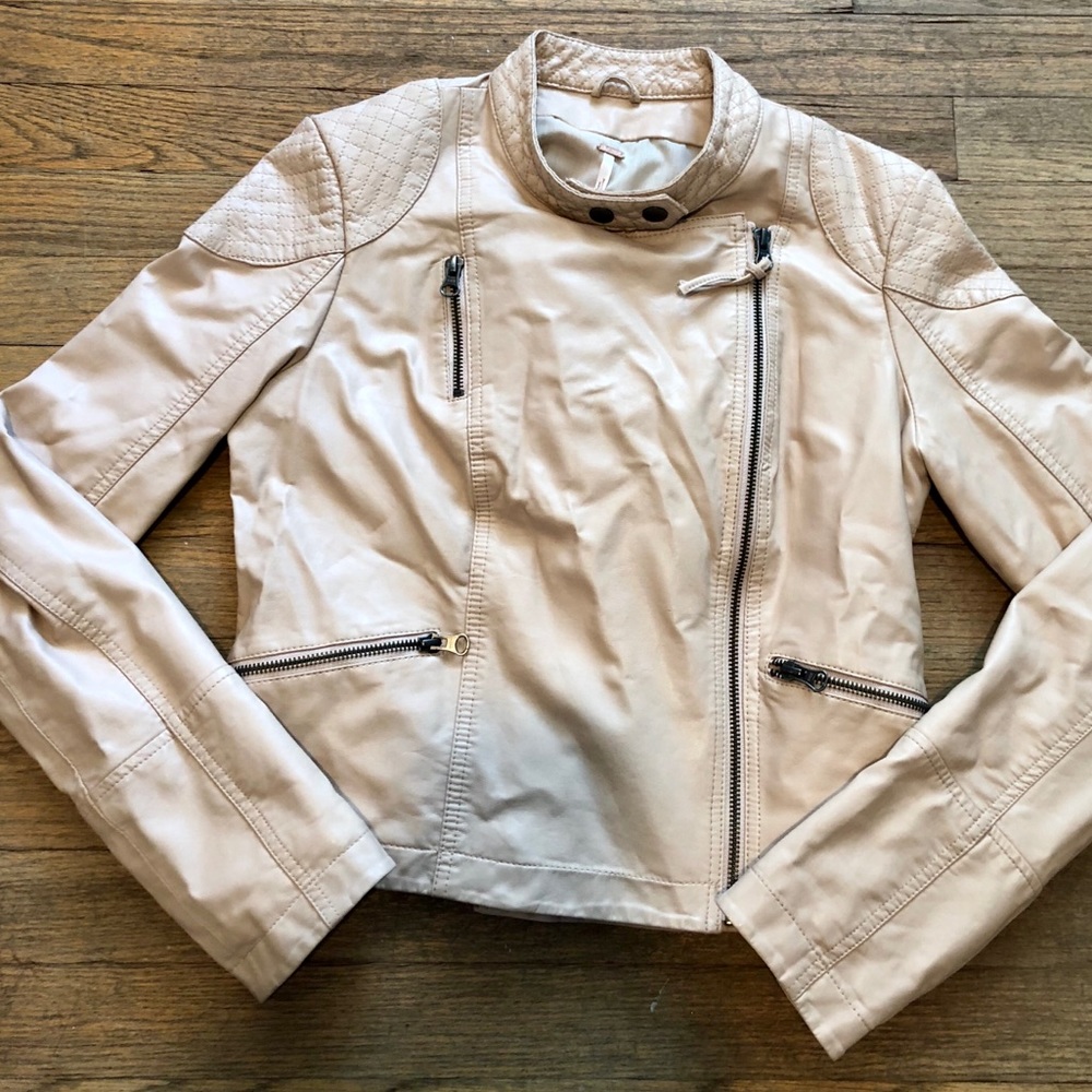 Free People Cream Leather Jacket